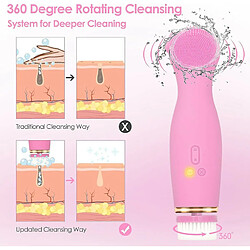 Acheter Chrono Brosse Nettoyante Visage, 5 en 1 Rechargeable Rotation à 360 ° et Soin du Silicone Électrique Etanche Brosse Visage, Brosse Exfoliante pour un Nettoyage en Profondeur Exfoliation Douce,Rose