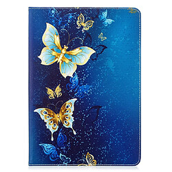 Etui en PU impression de motifs avec support papillon bleu et or pour votre Apple iPad 10.2 (2019)