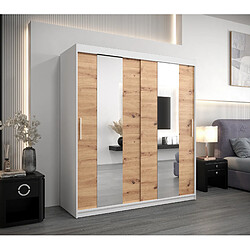 Abiks Meble Armoire Pole à portes coulissantes 200/180/62 2 portes (blanc/artisan)