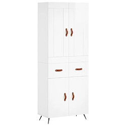 vidaXL Buffet haut Blanc brillant 69,5x34x180 cm Bois d'ingénierie