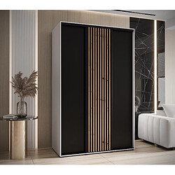 Abiks Meble Armoire LANKO 1 À Portes Coulissantes 235,2/150/45 3 Portes (Blanc/Noir)