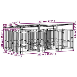 vidaXL Chenil d'extérieur avec toit pour chiens Acier 5,63 m² pas cher