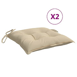 vidaXL Coussins de chaise lot de 2 beige 40x40x7 cm tissu oxford