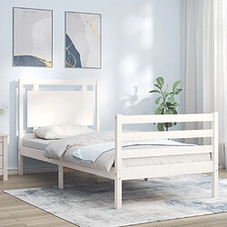 Maison Chic Cadre/structure de lit et tête de lit pour adulte - Lit Moderne Chambre blanc 100x200 cm bois massif -MN48136