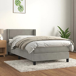 Maison Chic Structures de lit + matelas,Lit à sommier tapissier et matelas pour Chambre Gris clair 90x190 cm Velours -MN33251