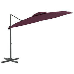 Helloshop26 Parasol meuble de jardin cantilever à double toit 300 x 300 cm bordeaux rouge 02_0008155