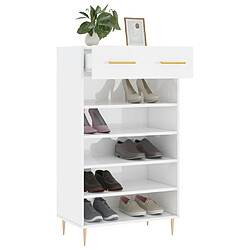 Acheter Maison Chic Armoire à chaussure,Meuble à Chaussures Blanc brillant 60x35x105 cm Bois ingénierie -MN44205