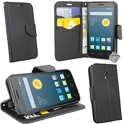 Htdmobiles Housse etui portefeuille pour Alcatel Pixi 4 (5.0) + film ecran - NOIR / NOIR