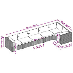 Acheter vidaXL Salon de jardin 6 pcs avec coussins Résine tressée Marron