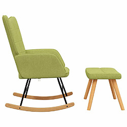 Acheter vidaXL Chaise à bascule avec tabouret Vert Tissu