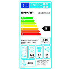 Sèche-linge hublot à condensation 60cm 9kg - KDNCB9S7PW9 - SHARP