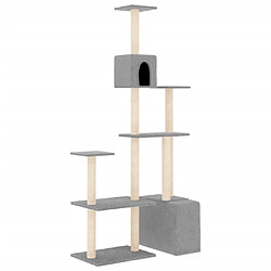 Helloshop26 Arbre à chat meuble tour grimper jouet grattage grattoir escalade plateforme avec griffoirs en sisal clair 180 cm gris 02_0022593