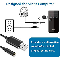 Adaptateur audio USB, adaptateur de prise audio USB vers 3,5 mm, adaptateur audio de carte son externe USB avec prise casque et microphone 3,5 mm (noir/20 cm)