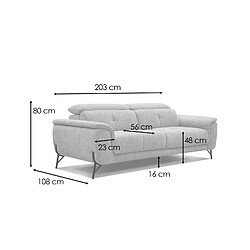 Courtois Laville Canapé droit 3 places Avena, tissu taupe pas cher