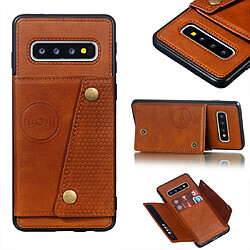 Wewoo Coque Fashion Etui de protection en cuir pour Galaxy S10 Marron