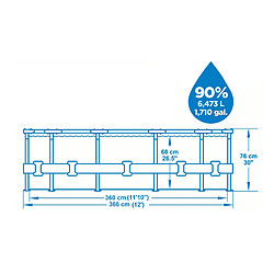 Acheter Piscine Hors-sol Tubulaire Bestway Steel Pro Max 366x76 cm Épurateur à Cartouche de 1 249 L/H