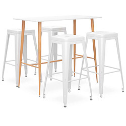 vidaXL Ensemble de bar 5 pcs Blanc