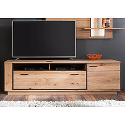 Acheter Pegane Meuble TV coloris chêne noueux - Longueur 210 x Hauteur 61 x Profondeur 50 cm