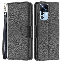 Etui en PU texture litchi, antichoc, fermoir magnétique avec support pour votre Xiaomi 12T 5G/12T Pro 5G - noir