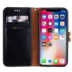 Acheter Wewoo Coque noir pour iPhone X Business Style huile de cire Texture Horizontal Flip étui en cuir avec titulaire et fentes cartes porte-monnaie