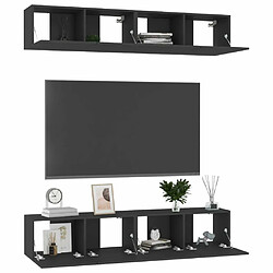 Avis Maison Chic Meubles TV 4 pcs | Banc TV Moderne pour salon | Meuble de Rangement Noir 80x30x30 cm Aggloméré -MN76357