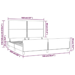 vidaXL Cadre de lit sans matelas gris foncé 160x200 cm velours pas cher