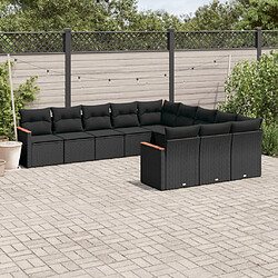 Maison Chic Salon de jardin 11 pcs avec coussins | Ensemble de Table et chaises | Mobilier d'Extérieur noir résine tressée -GKD76015