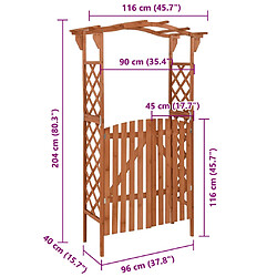 vidaXL Pergola avec portail 116x40x204 cm Bois de sapin massif pas cher