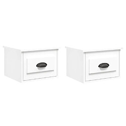 Maison Chic Lot de 2 Tables de Chevet murales - Tables de Nuit blanc 41,5x36x28 cm