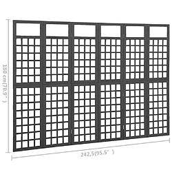 vidaXL Cloison de séparation à 6 panneaux Bois de pin Noir 242,5x180cm pas cher