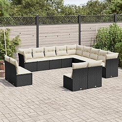 Maison Chic Salon de jardin avec coussins 13 pcs | Ensemble de Table et chaises | Mobilier d'Extérieur noir résine tressée -GKD71947