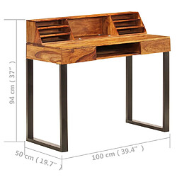 vidaXL Bureau 110x50x94 cm Bois solide de Sesham et acier pas cher