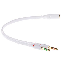 Audio stéréo de 3,5 mm 1 femelle à 2 écouteurs mic y splitter câble blanc