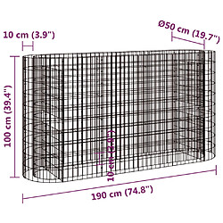 vidaXL Lit surélevé à gabion Fer galvanisé 190x50x100 cm pas cher