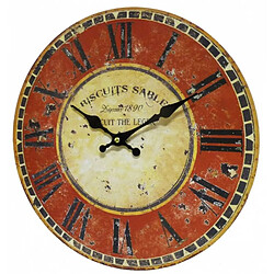 L'Héritier Du Temps Horloge Murale Pendule Ronde de Cuisine ou Salon en Bois et Papier Biscuits Sablés 4x34x34cm