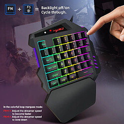 Clavier de jeu rvb à une main, clavier de jeu professionnel avec contrat 35 touches repose-poignet ergonomique clavier intégré convertisseur de souris