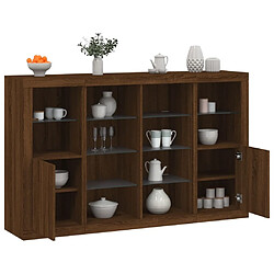 Maison Chic Lot de 3 Commode Buffet - Meuble de rangements avec lumières LED chêne brun bois d'ingénierie -GKD20145