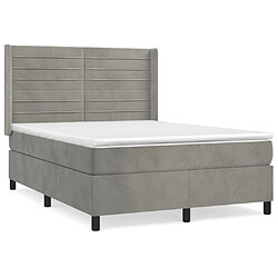 Maison Chic Lit Adulte - Lit simple Lit à sommier tapissier et matelas moelleux - Meuble de Chambre - Gris clair 140x190cm Velours -MN98258