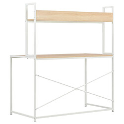 Avis Helloshop26 Bureau table poste de travail meuble d'ordinateur informatique étude d'ordinateur et chêne 120 x 60 x 138 cm blanc 02_0023721