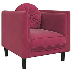 vidaXL Fauteuil avec coussin rouge bordeaux velours