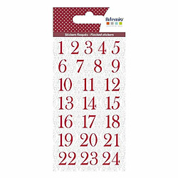 Artemio 96 autocollants chiffres floqués rouges pour Calendrier de l'Avent - Barok