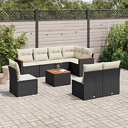 Maison Chic Salon de jardin 9 pcs avec coussins | Ensemble de Table et chaises | Mobilier d'Extérieur noir résine tressée -GKD62372