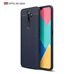 Wewoo Coque Souple Pour TPPO Antichoc OPPO A9 2020 Litchi Bleu marine