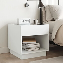 Avis vidaXL Table de chevet avec LED infini blanc 50x50x50 cm