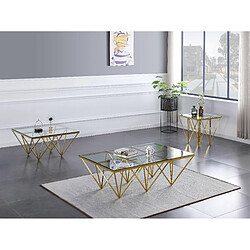 Vivenla Table d'appoint design en acier inoxydable poli doré et plateau en verre trempé transparent L. 55 x P. 55 x H. 52 cm collection VERONA pas cher