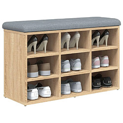 Decoshop26 Banc de rangement à chaussures couleur chêne 82 x 32 x 50 cm bois d'ingénierie brun DEC024897