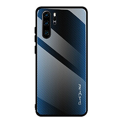 Wewoo Coque Pour Huawei P30 Pro étui de protection en verre dégradé de texture bleu