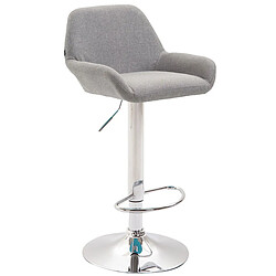 Decoshop26 Lot de 2 tabourets de bar repose-pieds en forme d'arc en métal chromé assise en tissu gris 10_0004041