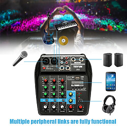 Avis Professional Audio Mixer Carte Son Console Système Interface 4 Canal Numérique USB MP3 Ordinateur Entrée 48V Alimentation Fantôme Stéréo DJ Studio