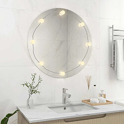 vidaXL Miroir mural sans cadre avec lampes LED Rond Verre 